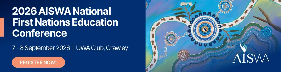 7-8 Sept, 2026 AISWA First Nations Education Conference — event artwork, Crawley, WA