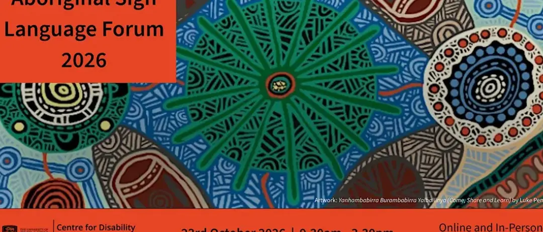 Aboriginal Sign Language Forum 2026 — event artwork, Camperdown, NSW