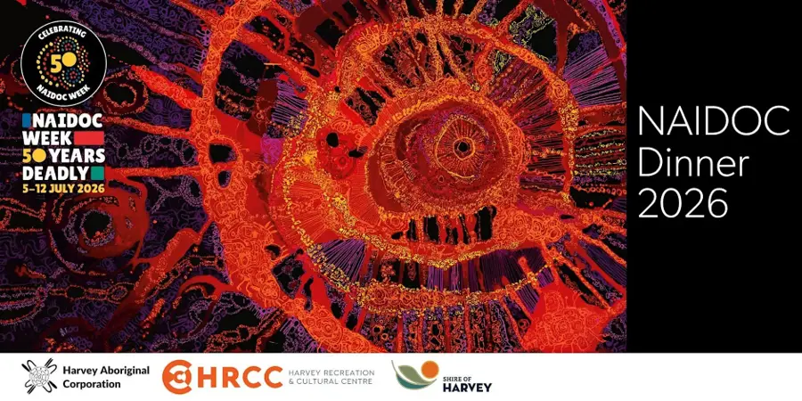 Celebrating 50 Years of NAIDOC 2026 — event artwork, Harvey, WA