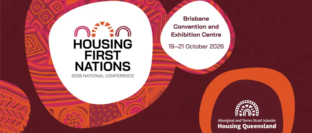 Housing First Nations 2026 National Conference — event artwork, South Brisbane, QLD