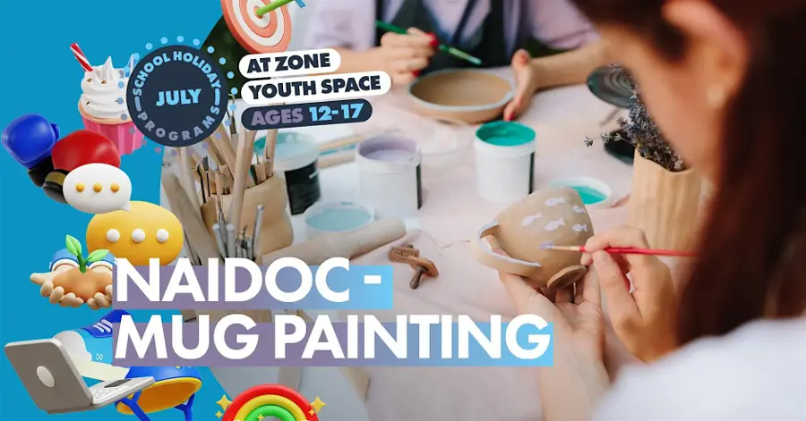 NAIDOC Mug Painting — event artwork, Kwinana, WA