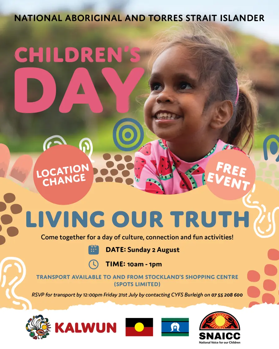 Celebrating Aboriginal and Torres Strait Islander Children's Day — Kalwun — event artwork, Burleigh Heads, QLD