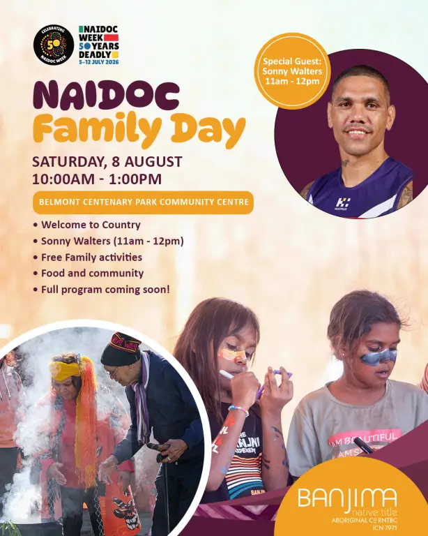 BNTAC's Perth NAIDOC Family Day — event artwork, Belmont, WA