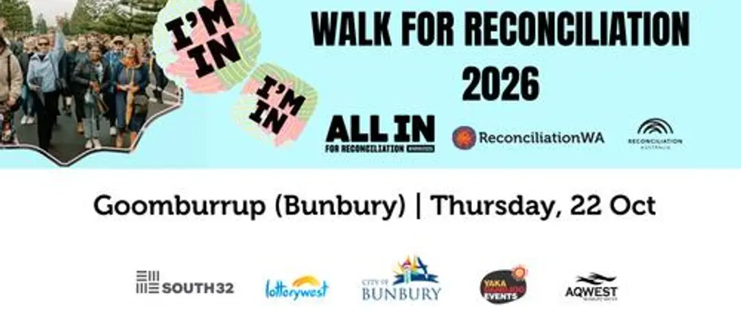 Walk for Reconciliation | Goomburrup 2026 — event artwork, Bunbury, WA